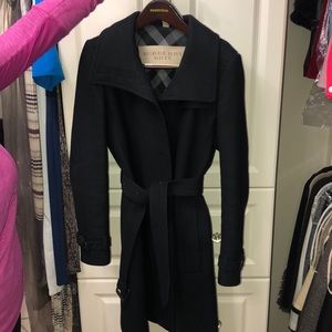Burberry Black Wool Trench Coat